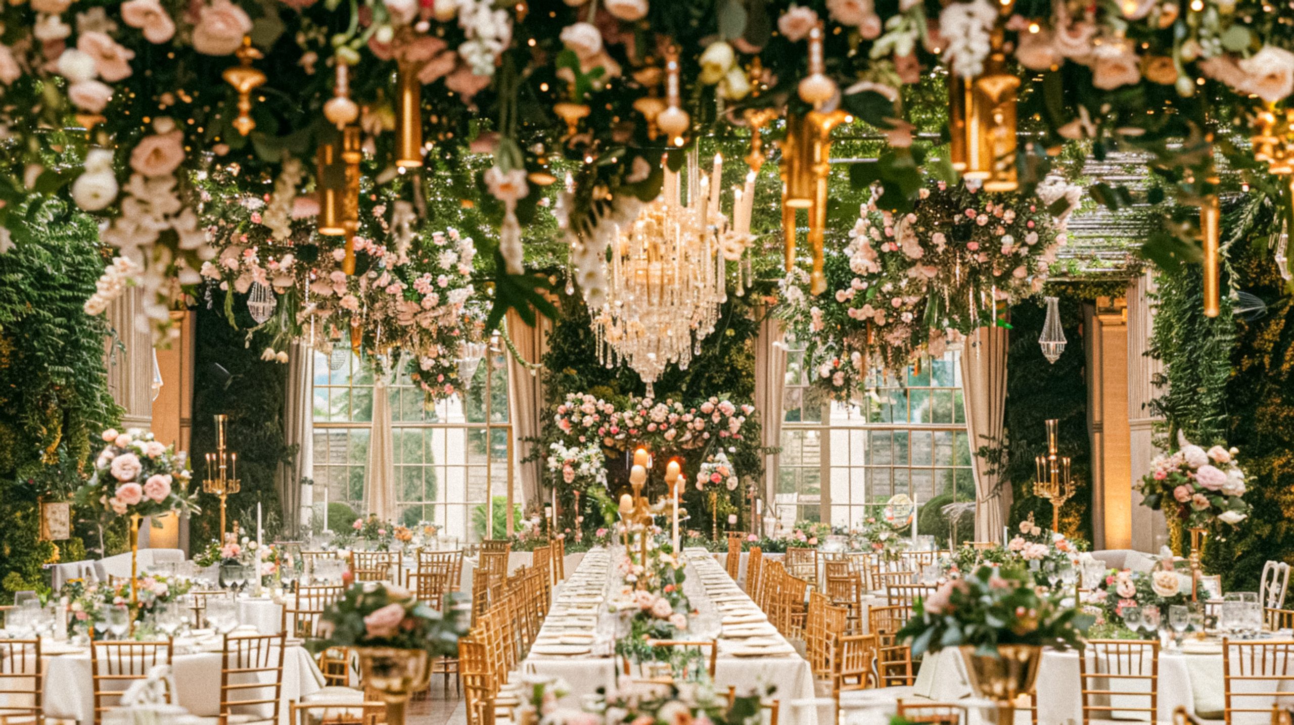 Grand wedding decoration in the country manor, floral decor and event celebration, flowers, wedding aisle and tablescape in the garden, English countryside style idea